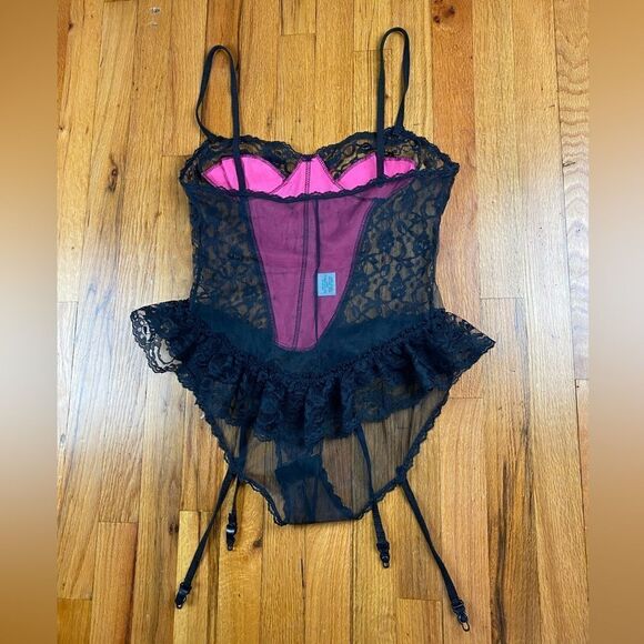 Vintage Nani Flower Nylon Teddie Bodysuit Corset Style M USA - Picture 3 of 6